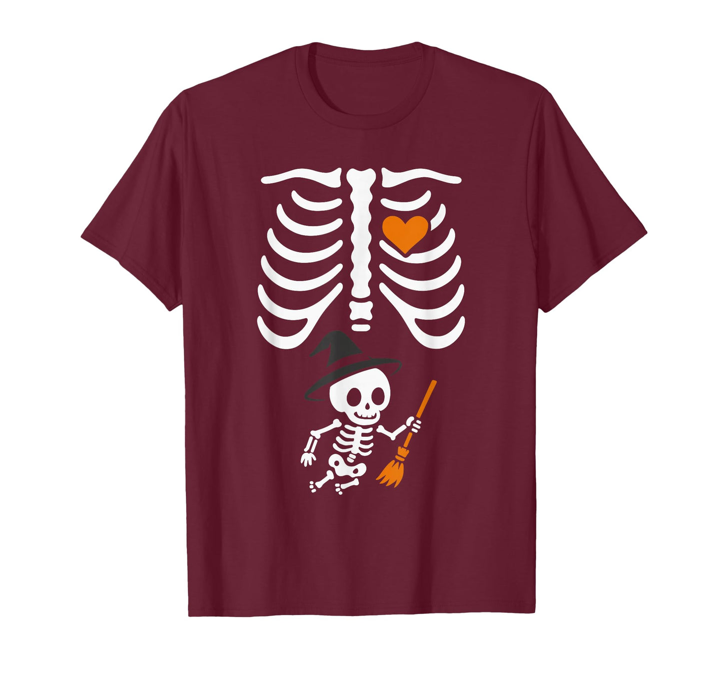 Pregnancy Baby Skeleton Witch Announcement Mom Halloween T-Shirt