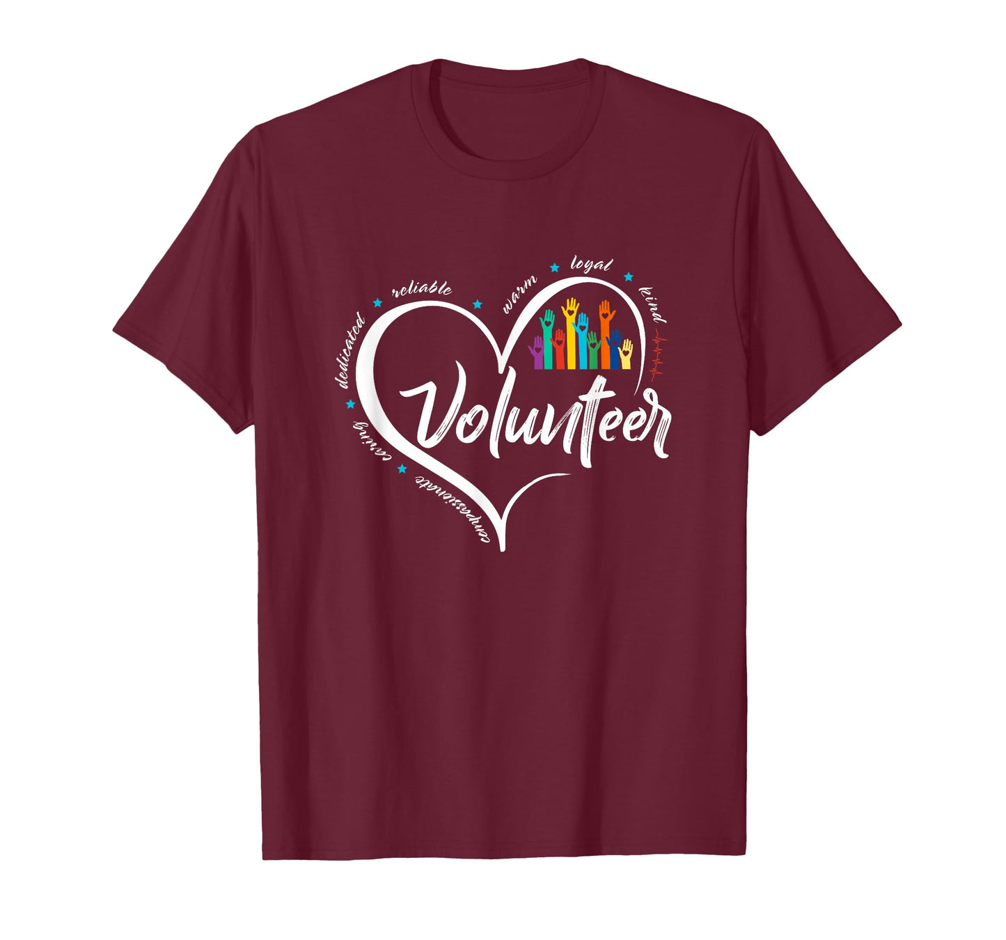 Funny Volunteer Heart Back To School Art Vintage T-Shirt