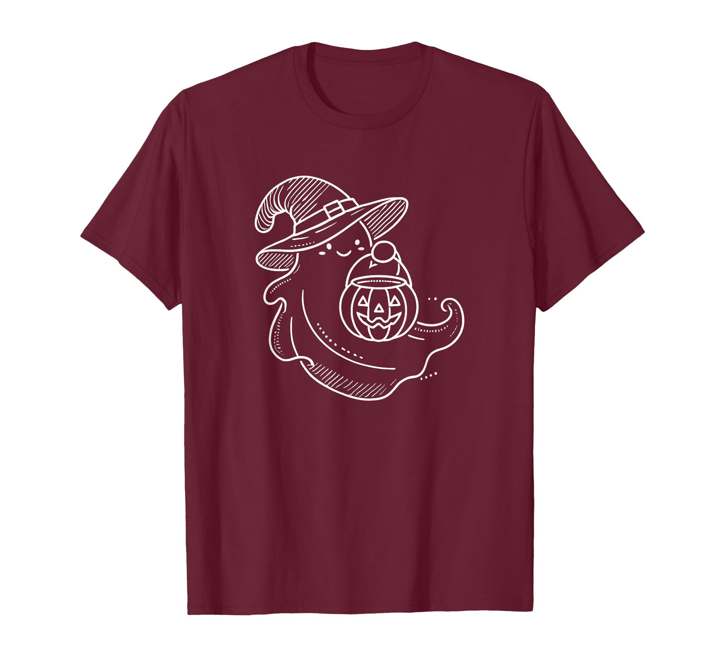 Line Art Halloween Trick Or Treat Witch Ghost T-Shirt