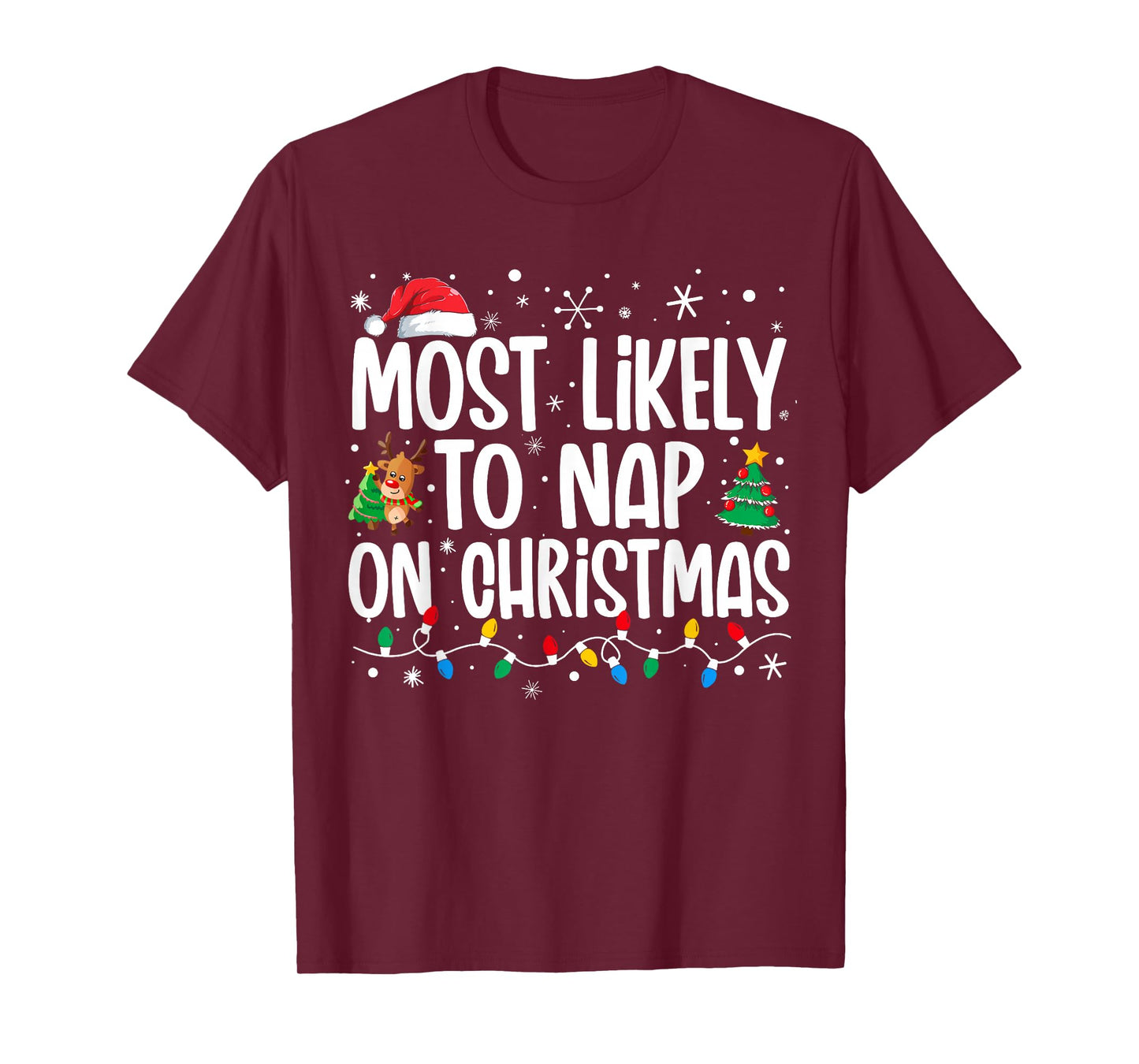 Most Likely To Nap On Christmas Family Funny Matching Xmas T-Shirt