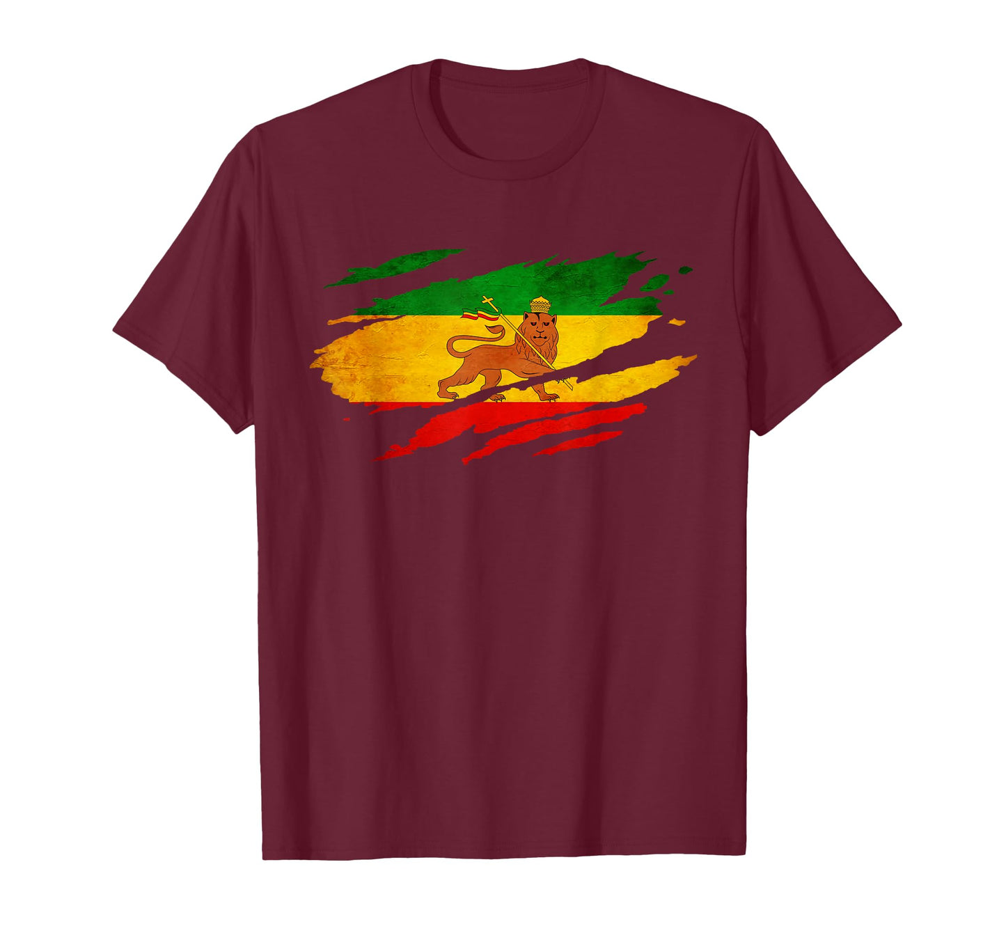 Vintage Old Ethiopia Flag shirt Lion Judah Rasta Reggae T-Shirt