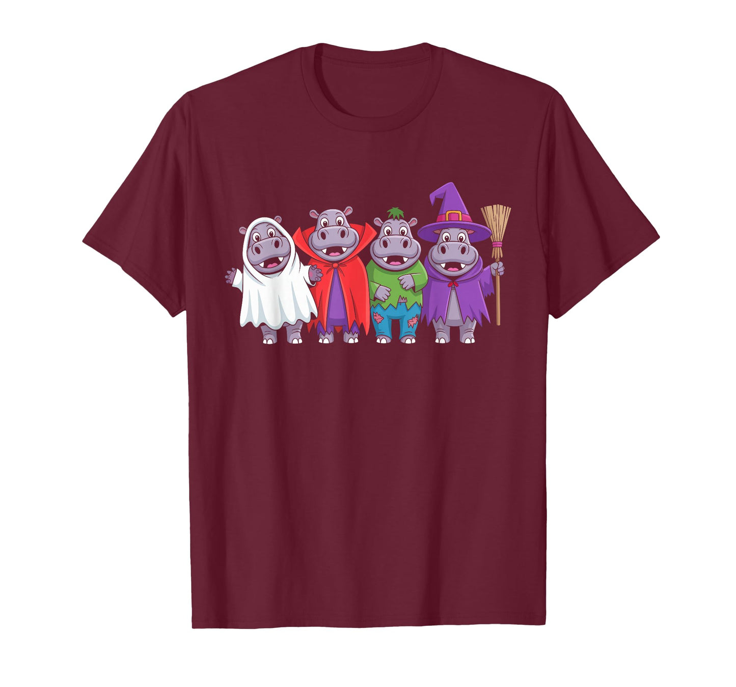 Halloween Hippo Costume Ghost Witch Zombie Kids T-Shirt