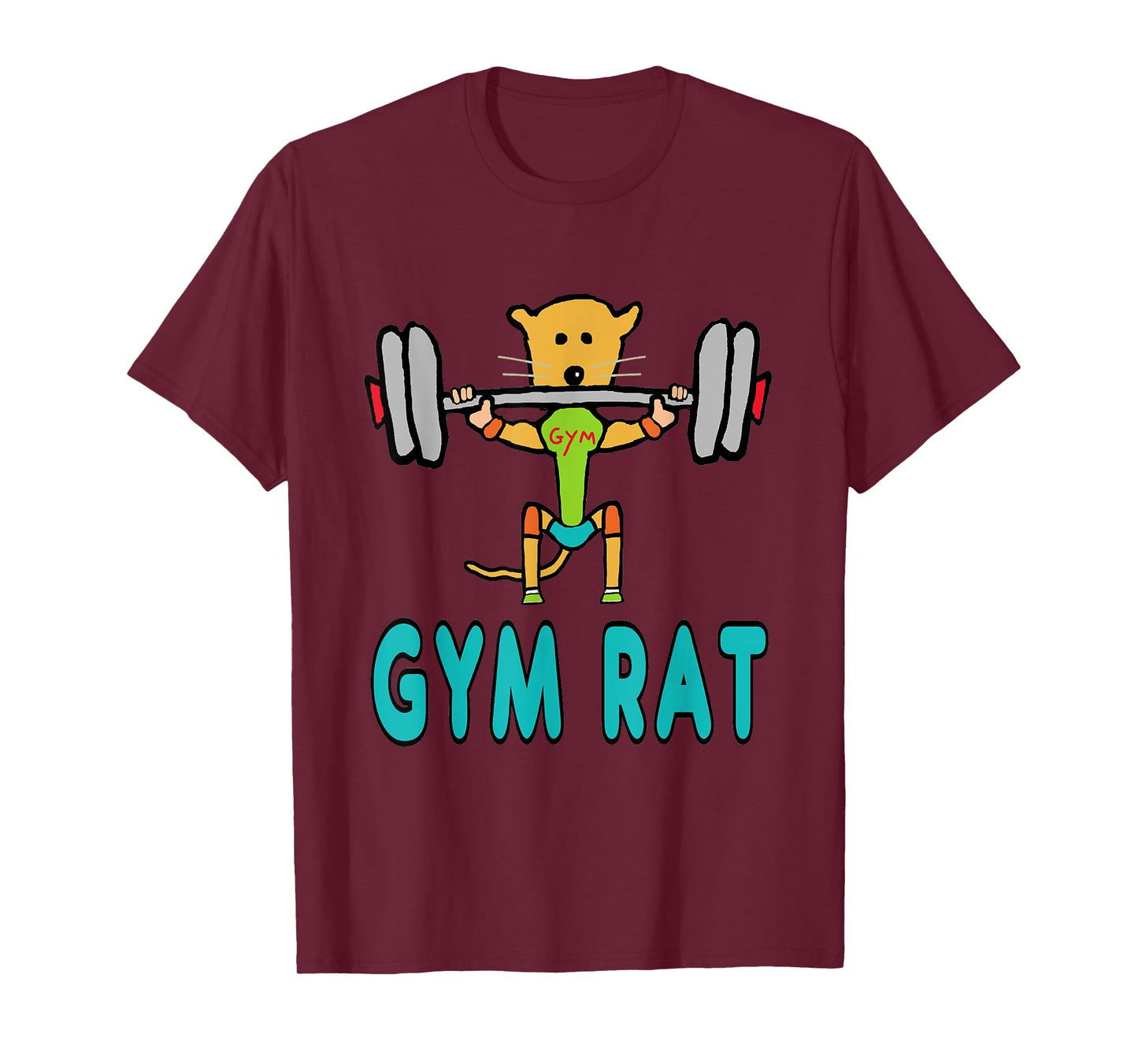 Mark Ewbie Designs Gym Rat T-Shirt - Black, Unisex, Short Sleeve, Classic Fit, Cotton Blend, Small