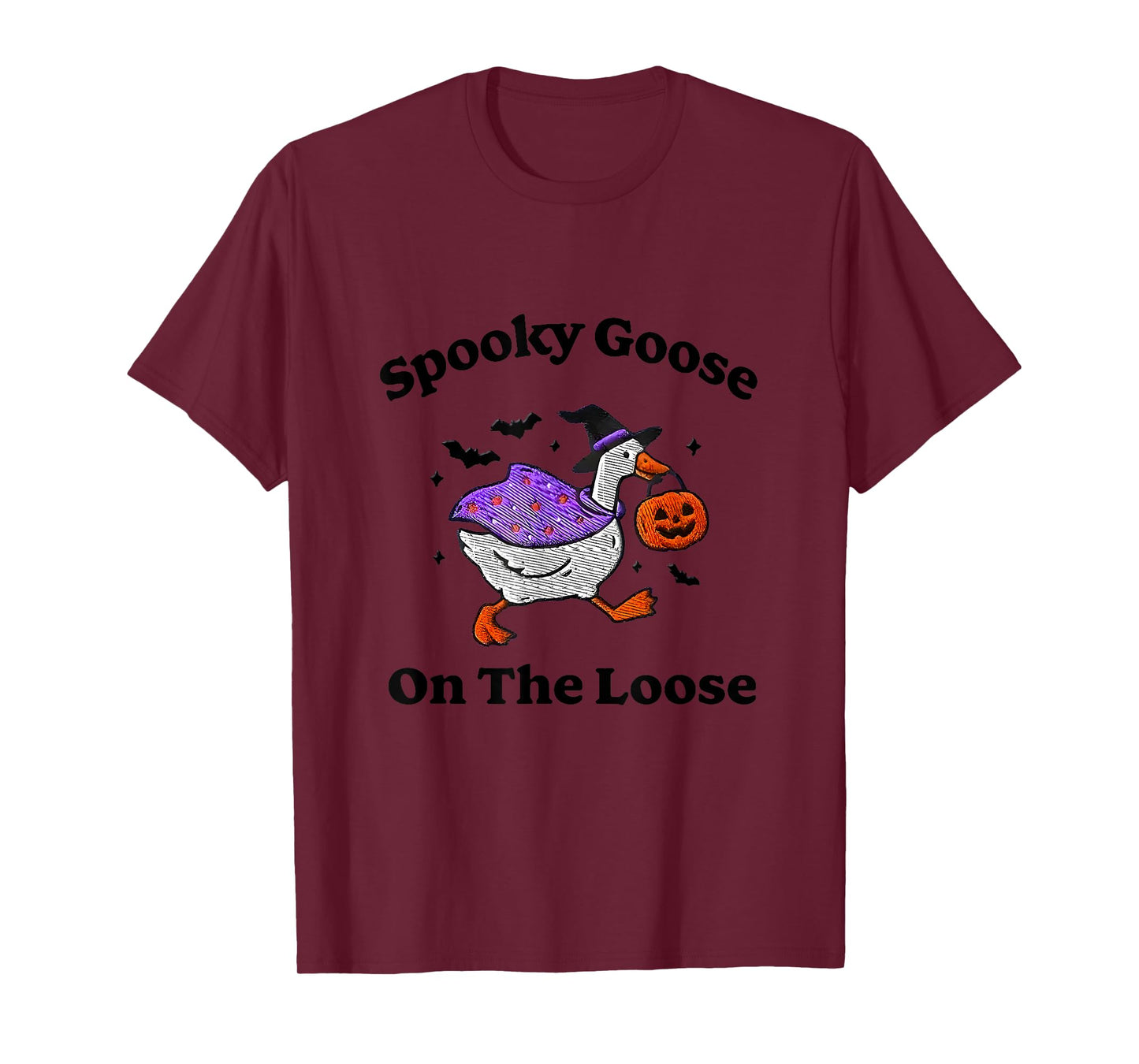 Spooky Goose on The Loose Halloween Funny Witch Pumpkin T-Shirt