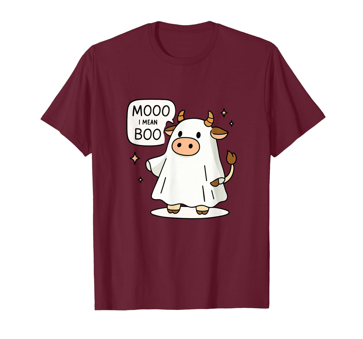 Moo I Mean Boo Halloween Highland Cow Ghost Cow Lover Farm T-Shirt