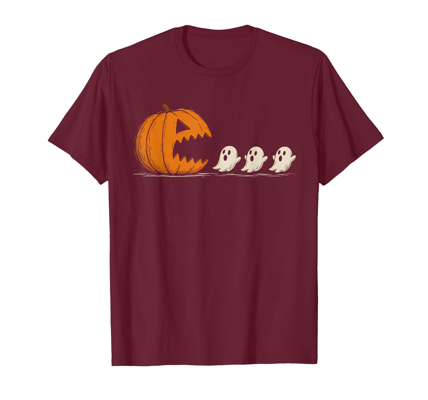 Halloween Gamer Pumpkin Eating Ghost Costume Men Boys Kids T-Shirt