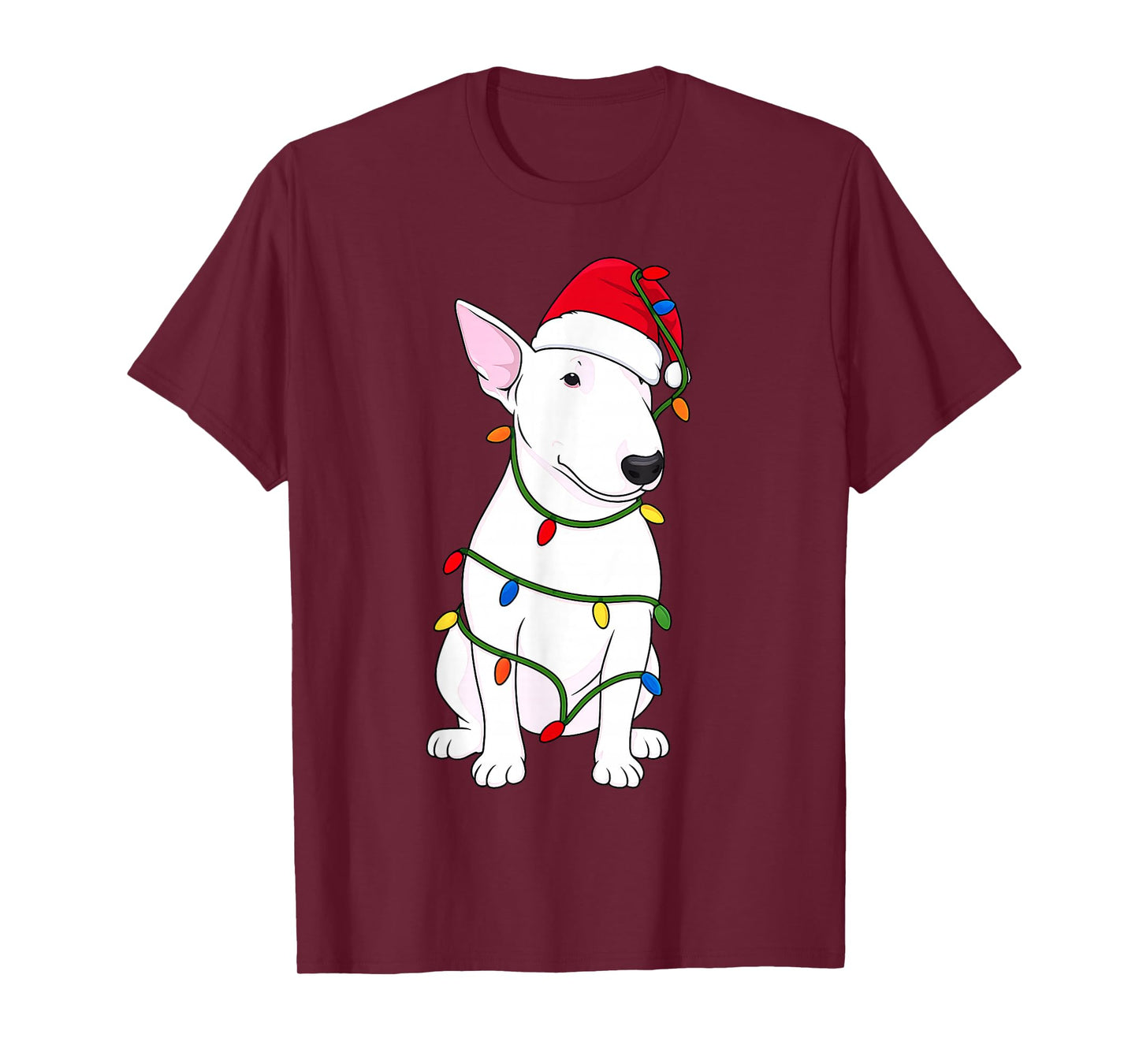 English Bull Terrier Christmas Tree Lights Holiday Dog Lover T-Shirt