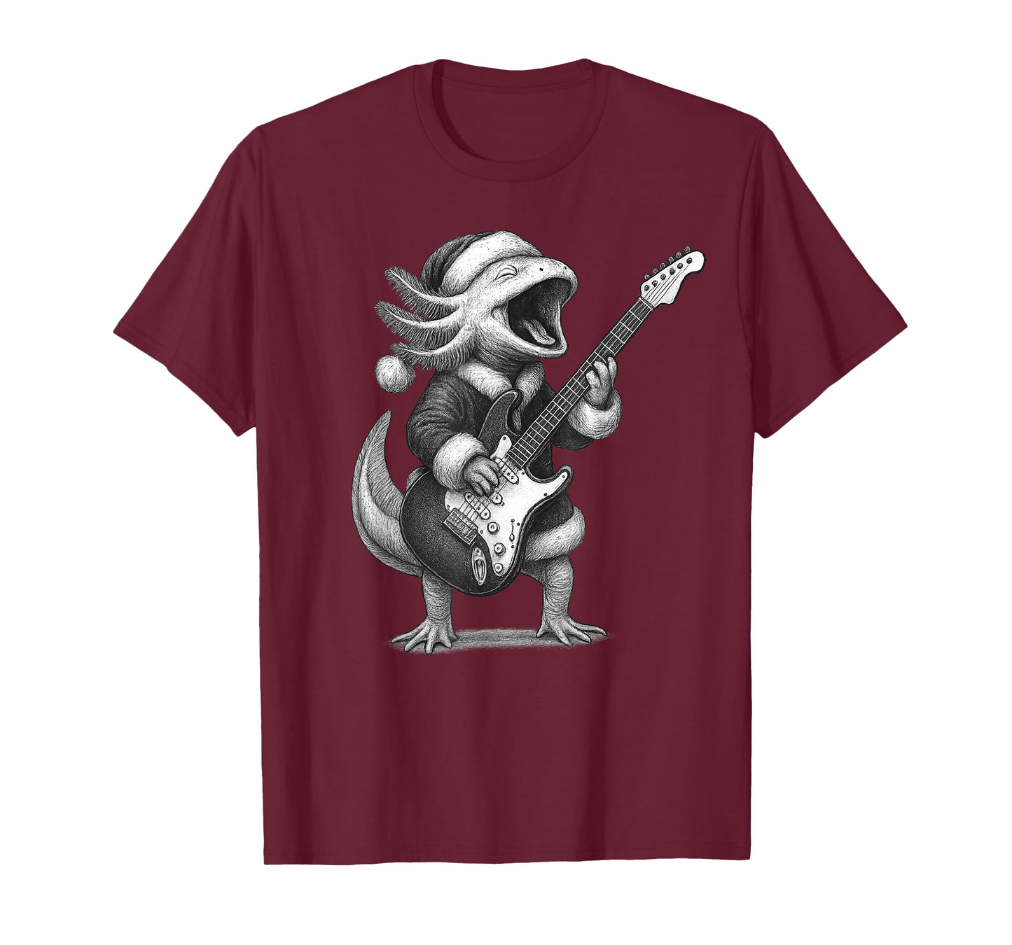 Axolotl Playing Guitar Christmas Pet Lover T-Shirt