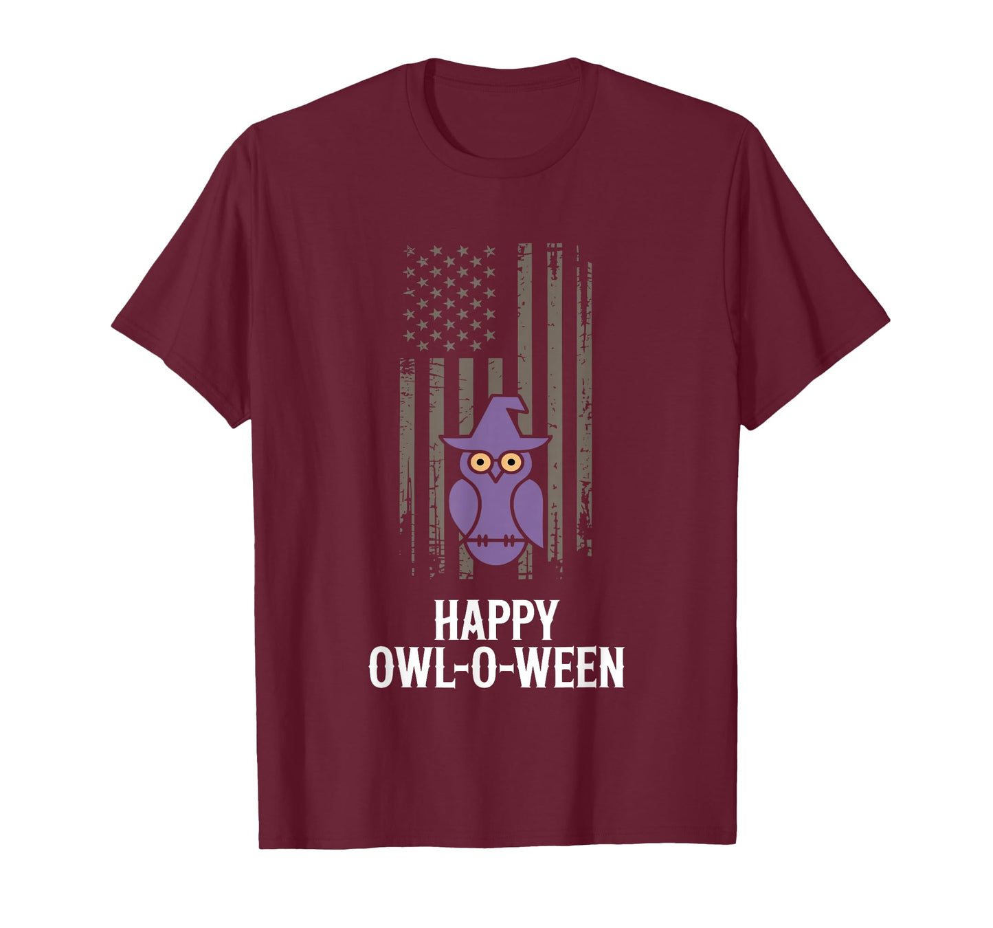Happy Owl-O-Ween Cute Funny Owl Witch Hat Halloween T-Shirt