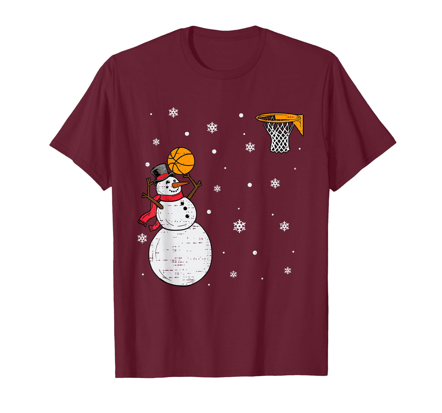 Funny Snowman Basketball Christmas Xmas Sports Men Boys Kids T-Shirt