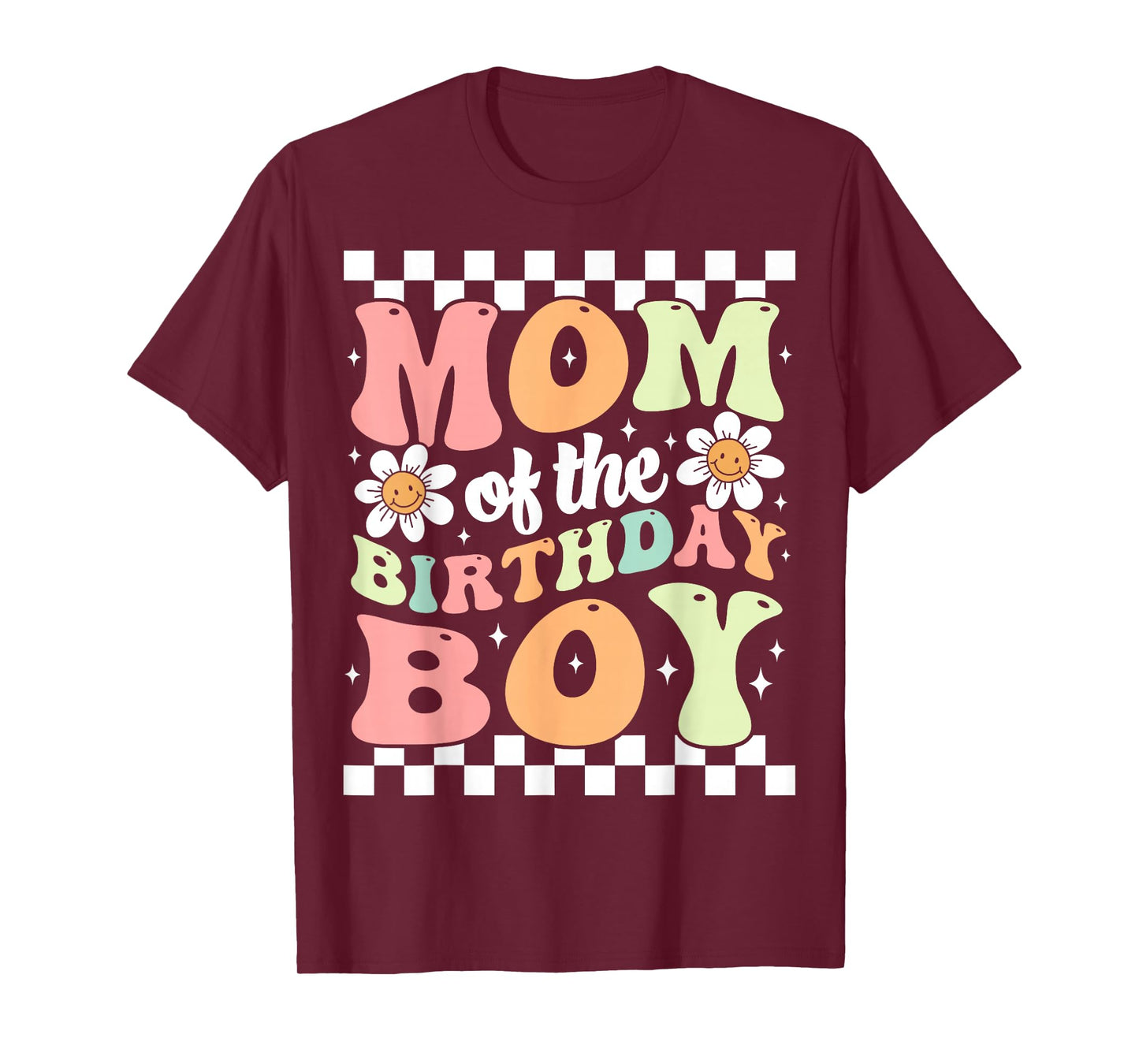 Mom of The Birthday Boy Cute Family Groovy Birthday Party T-Shirt