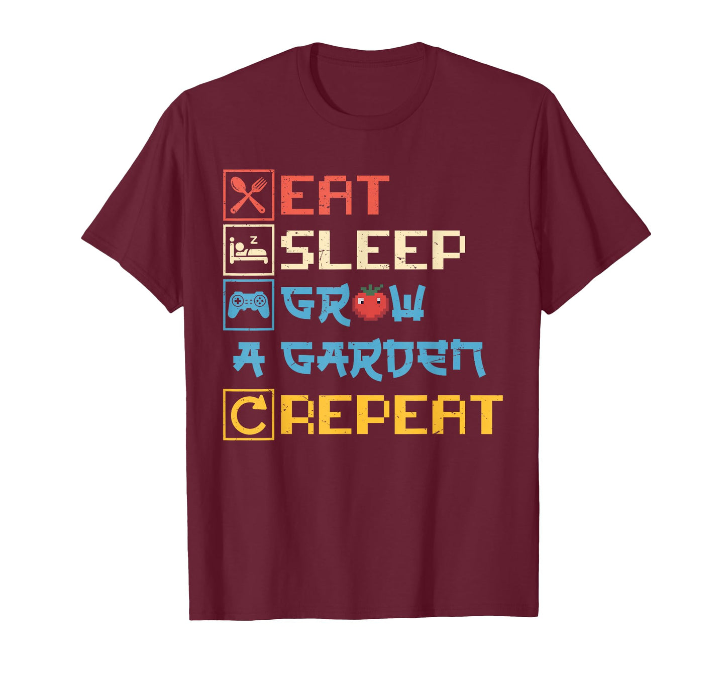 Eat Sleep Grow a Garden Repeat Funny Gardening Lover Gaming T-Shirt