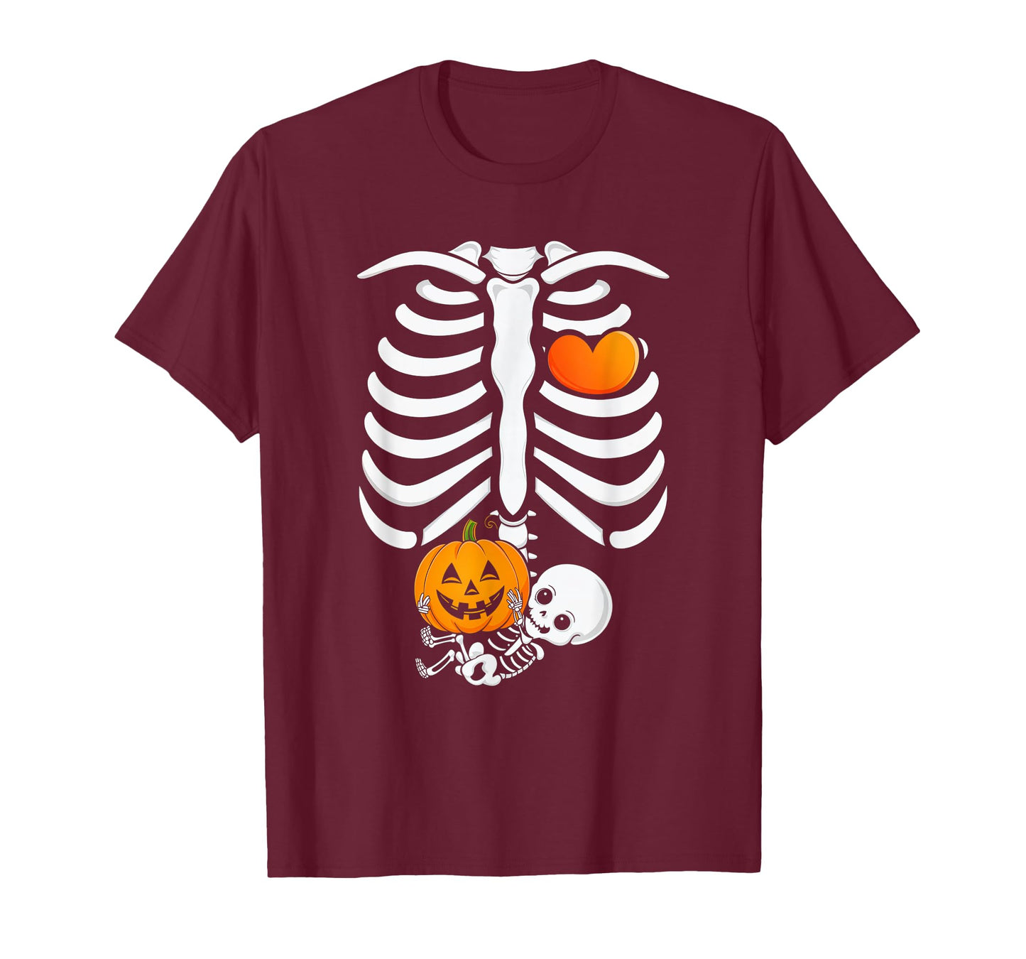 Pregnant Skeleton Halloween Mommy Baby Announcement T-Shirt