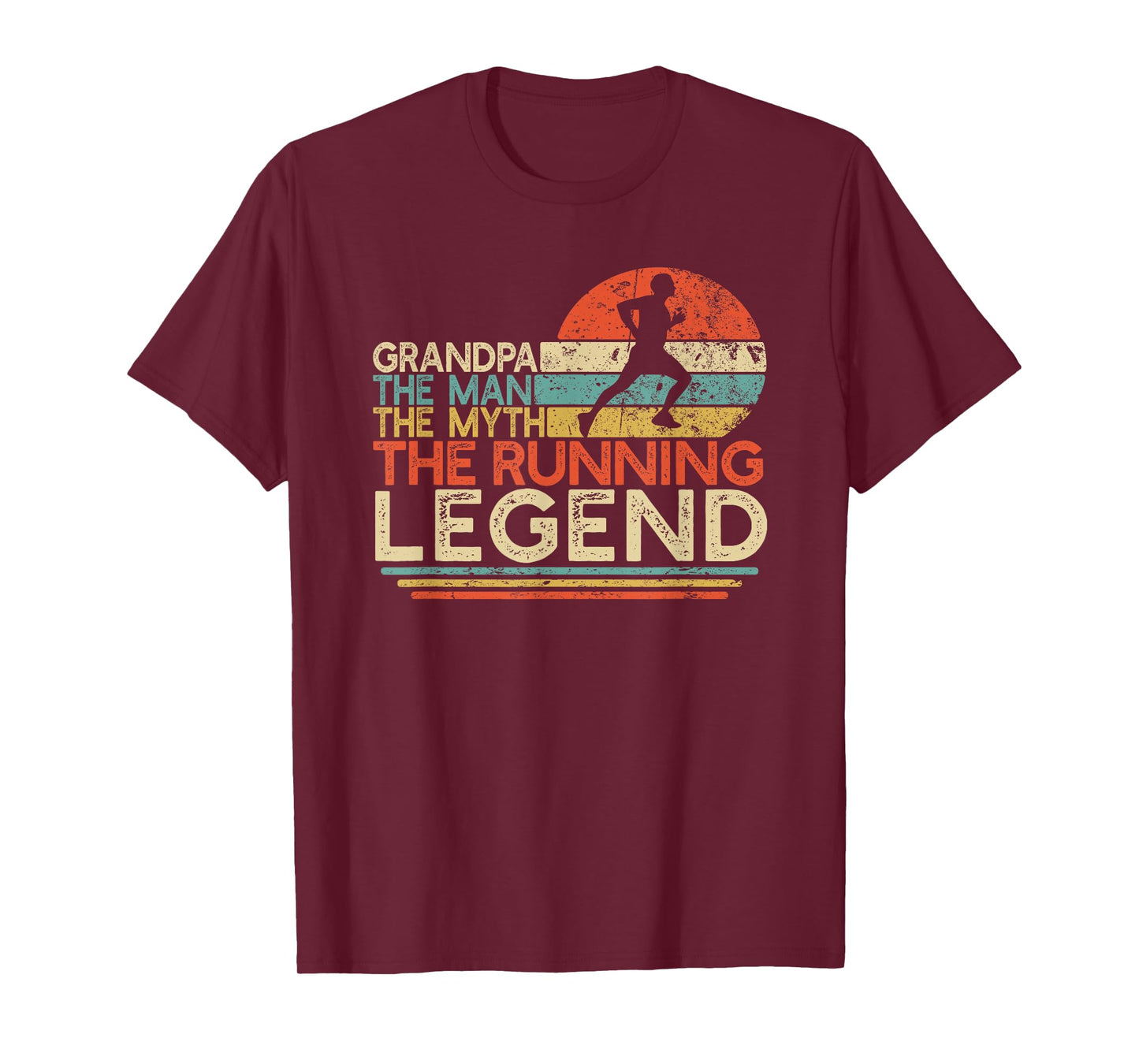 Vintage Running Grandpa Man Myth Legend Marathon Runner Gift T-Shirt