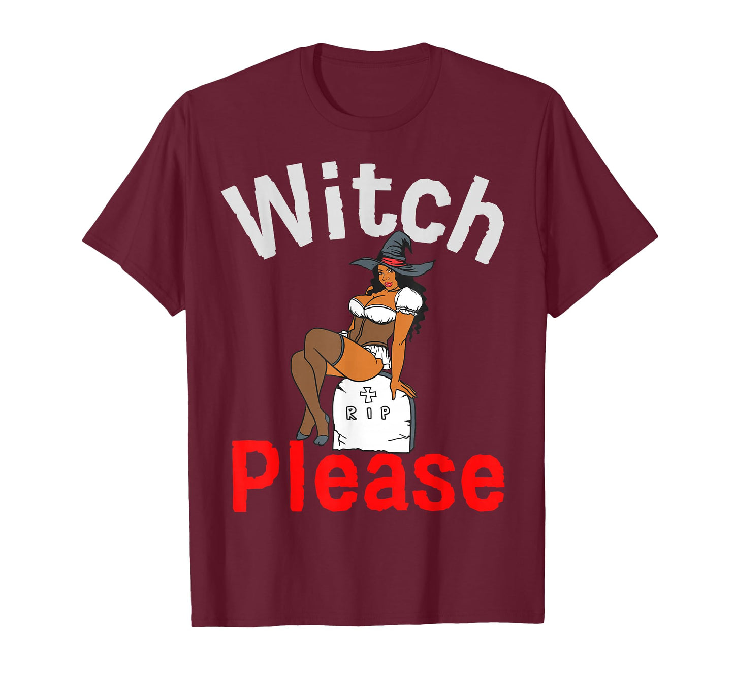 Black Witch Please Funny Halloween Melanin Women Queen Girls T-Shirt