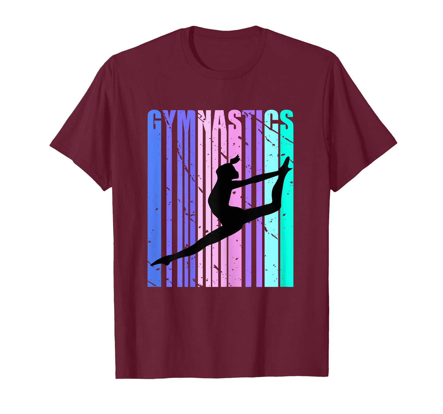 Retro Girls Gymnastics Purple Green Woman Women Gymnast T-Shirt