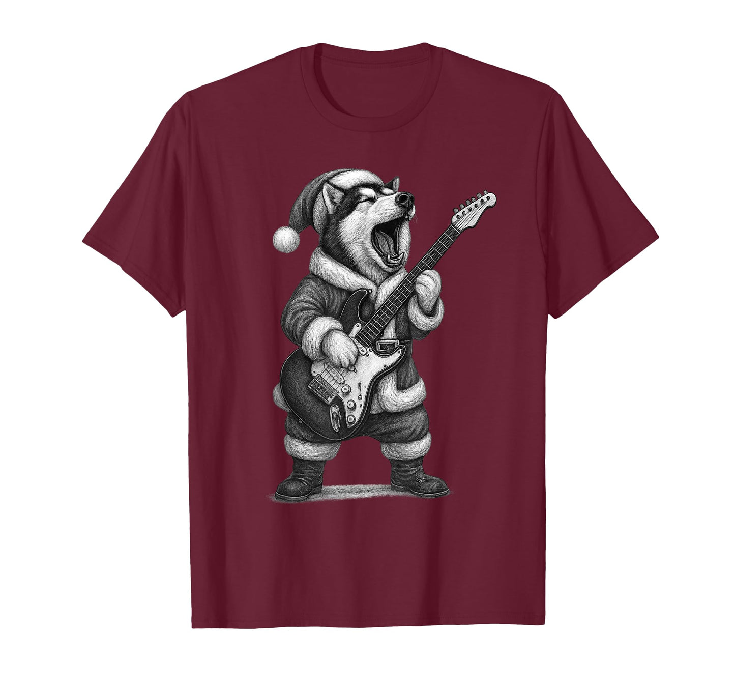 Husky Playing Guitar Christmas Dog Lover T-Shirt