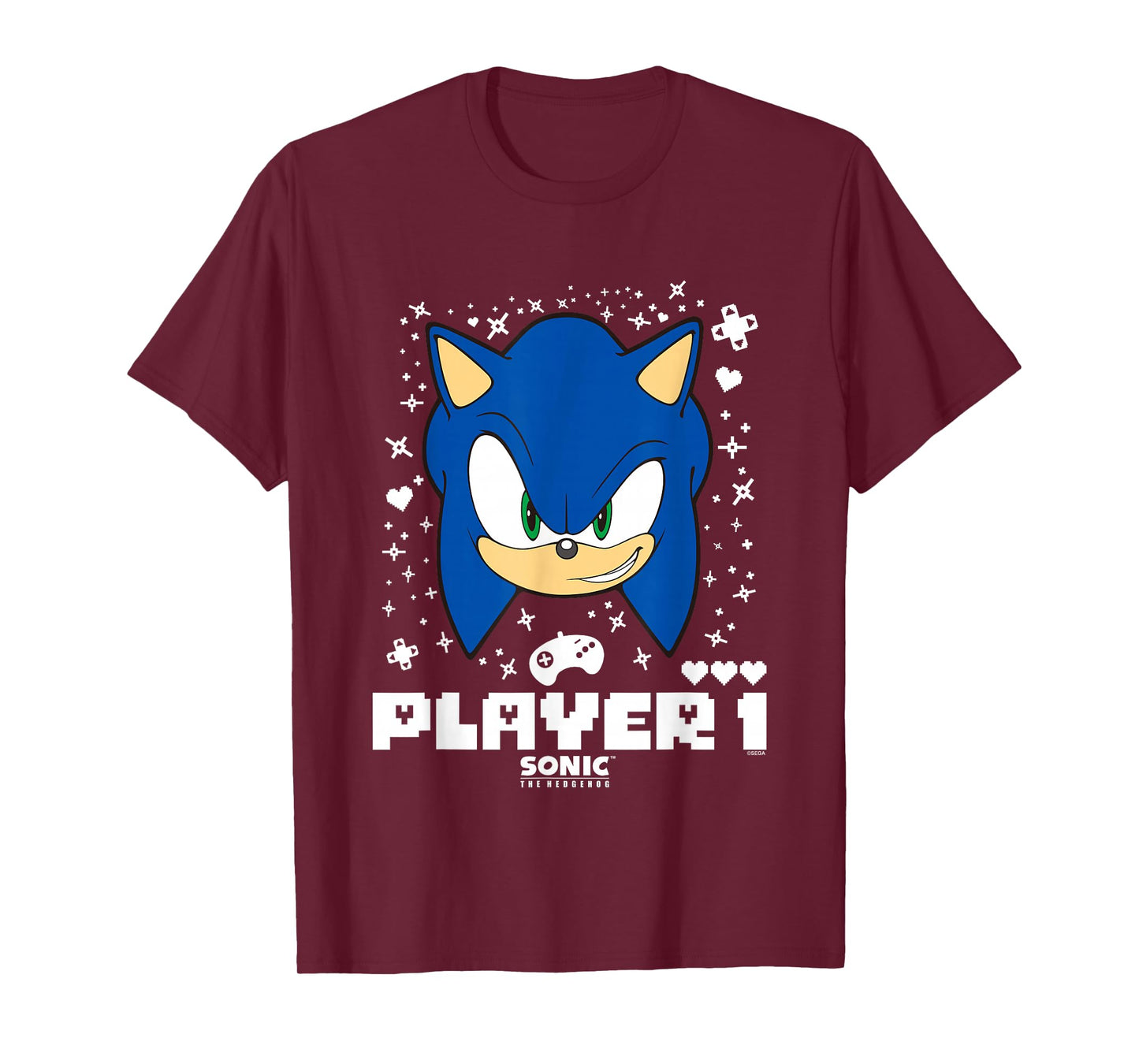 Sonic The Hedgehog Valentine's Day Player 1 Sonic Big Face T-Shirt