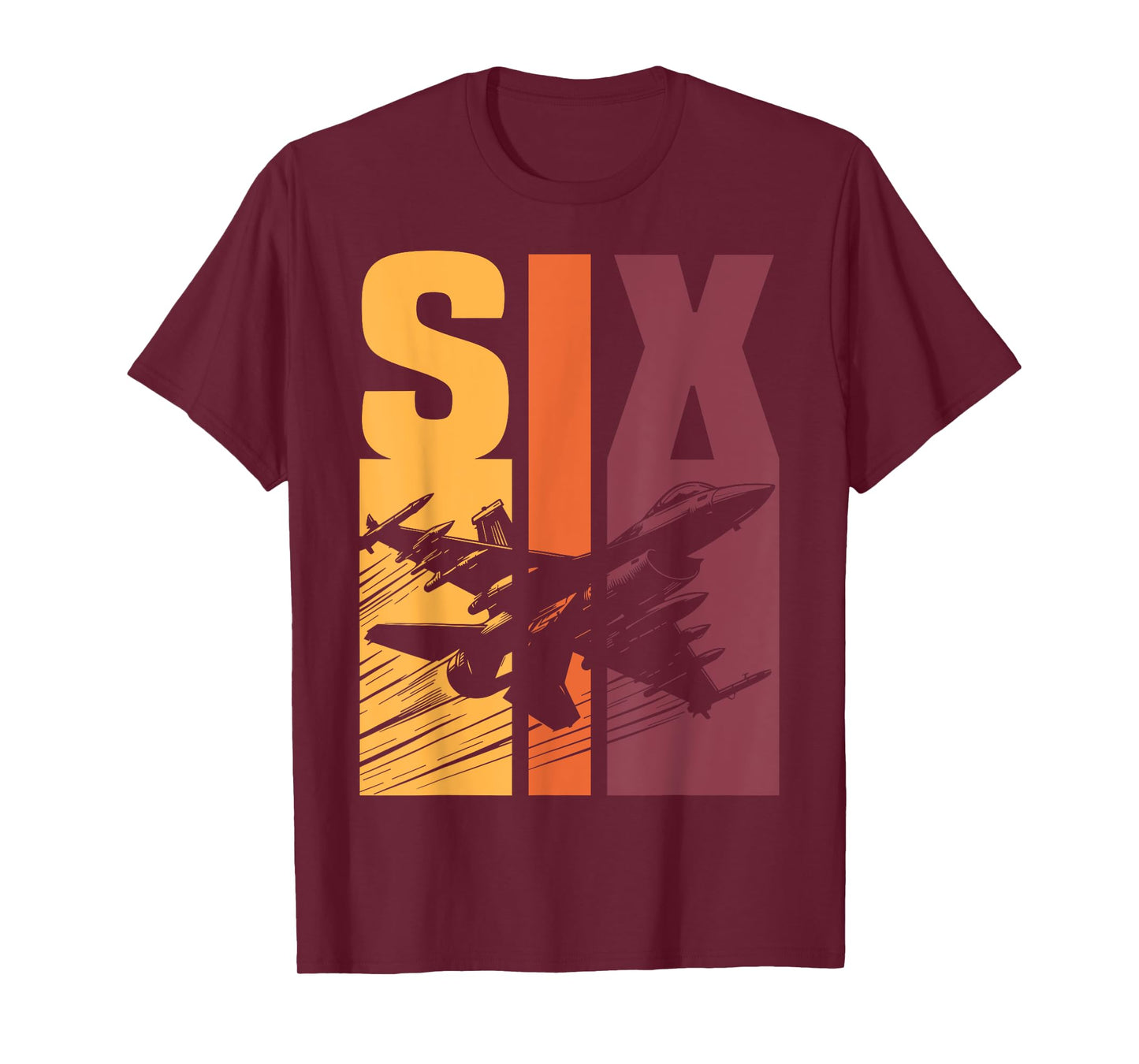 Military Fighter Jet Retro Six Year Old Boys 6th Birthday T-Shirt