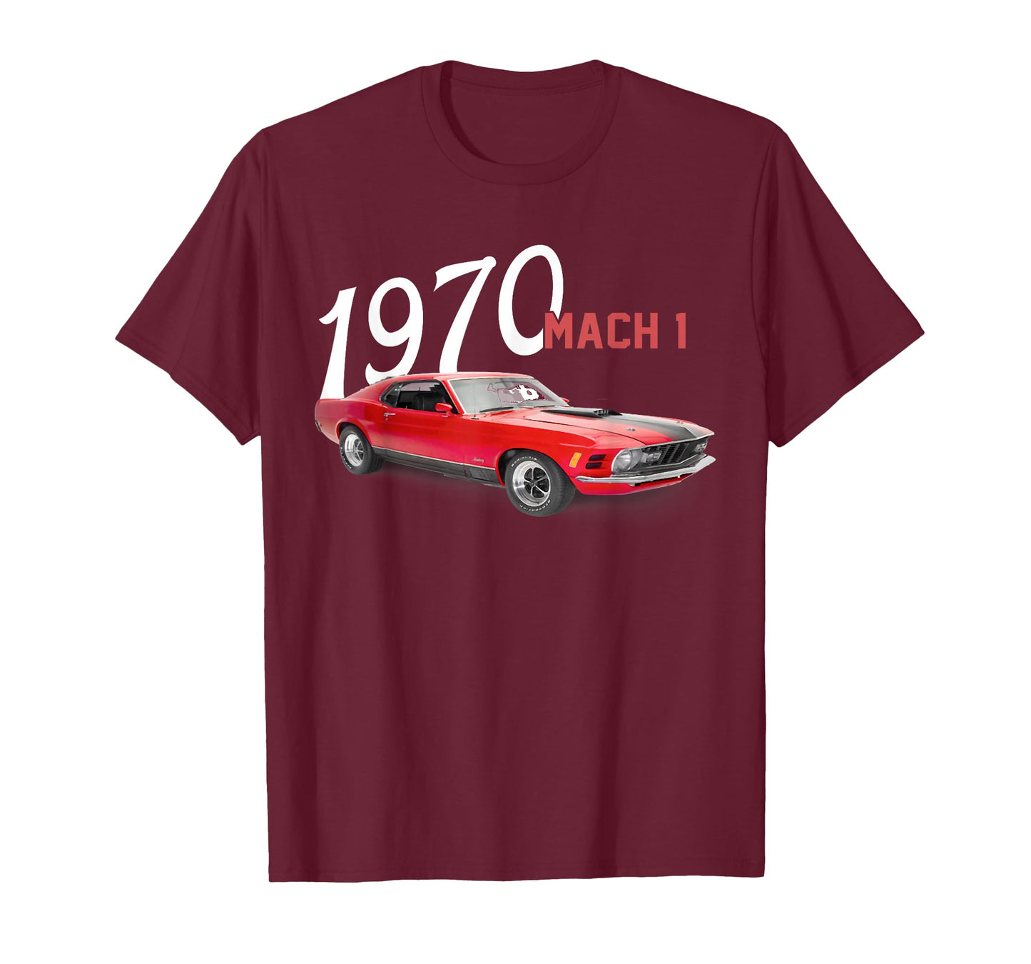 1970 70 Mach 1 Red Classic Vintage Old Car USA Flag T-Shirt