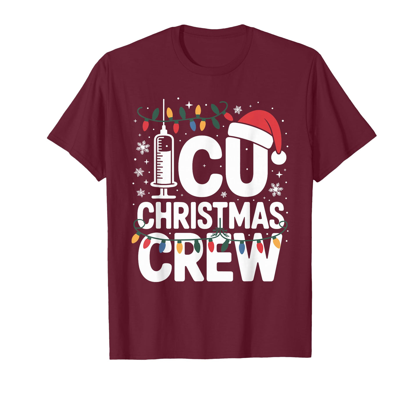 ICU Christmas Crew Nurse Critical Care Xmas Nursing T-Shirt