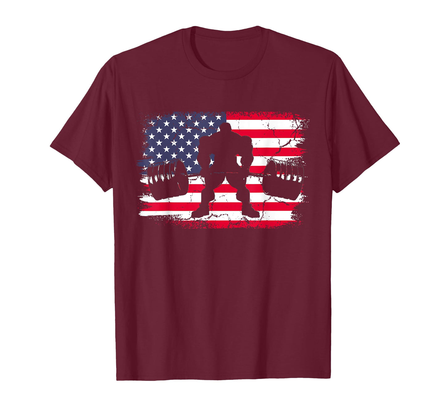 Gym Deadlift Powerlift With USA American Flag T-Shirt