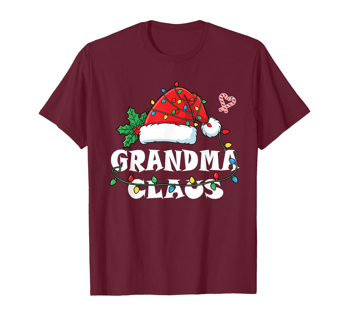 Grandma Claus Christmas Lights Santa Family Matching Women T-Shirt