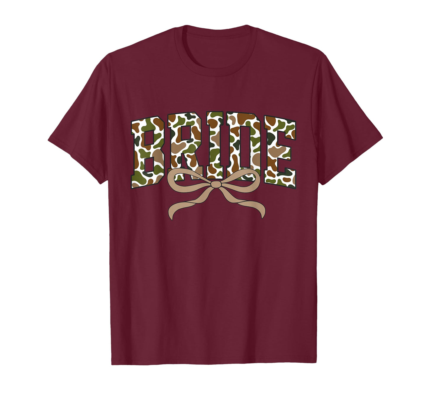 Vintage Camo Bride Coquette Bow Camouflage Engagement Party T-Shirt