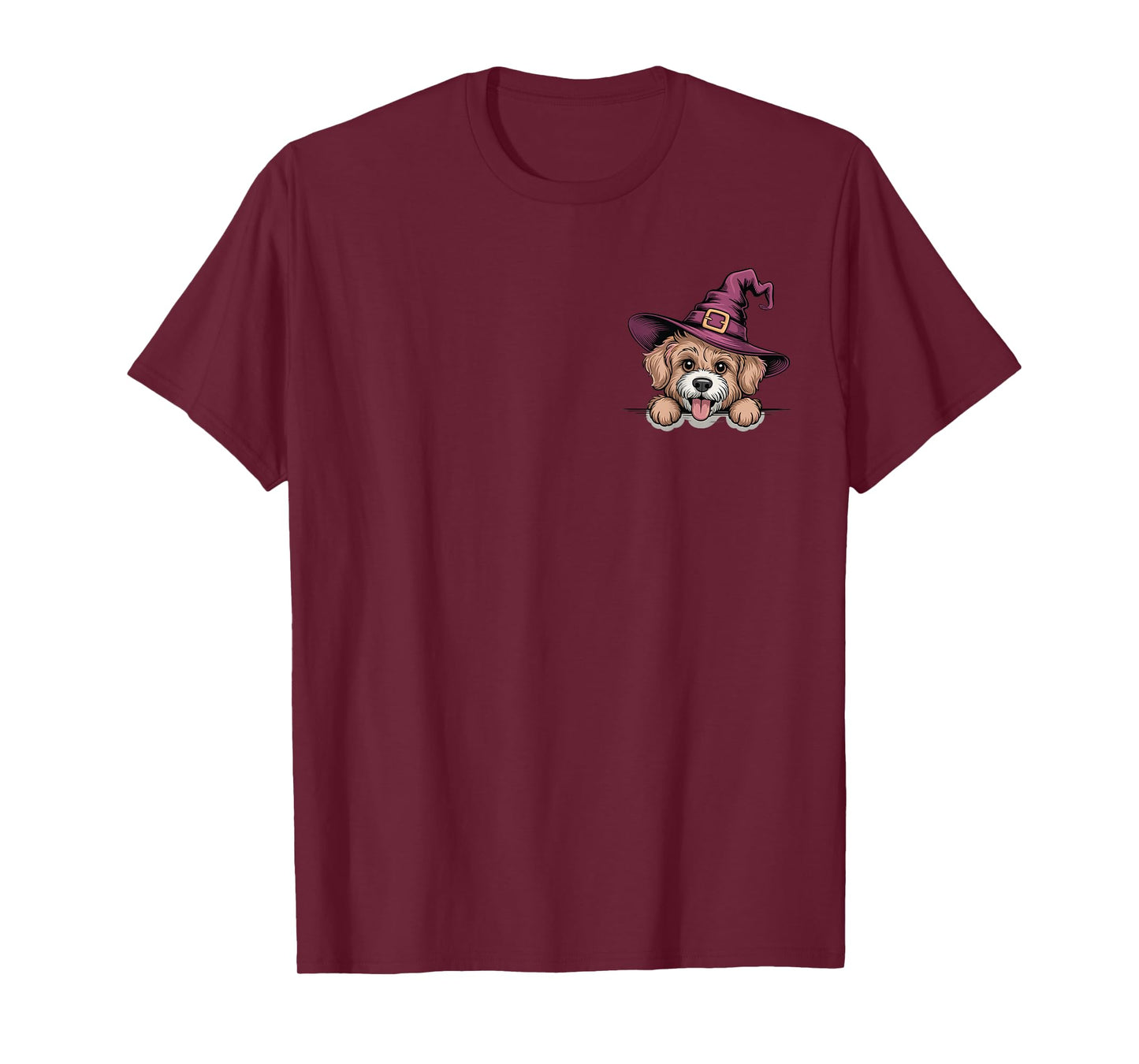 Cute Goldendoodle Dog Witch Hat Halloween Funny Doodle Puppy T-Shirt