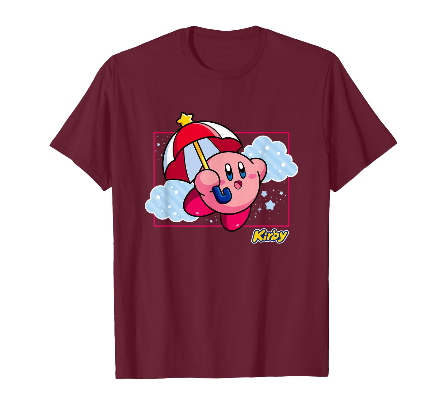 Kirby Magical Umbrella Pastel Cloudy Panel T-Shirt