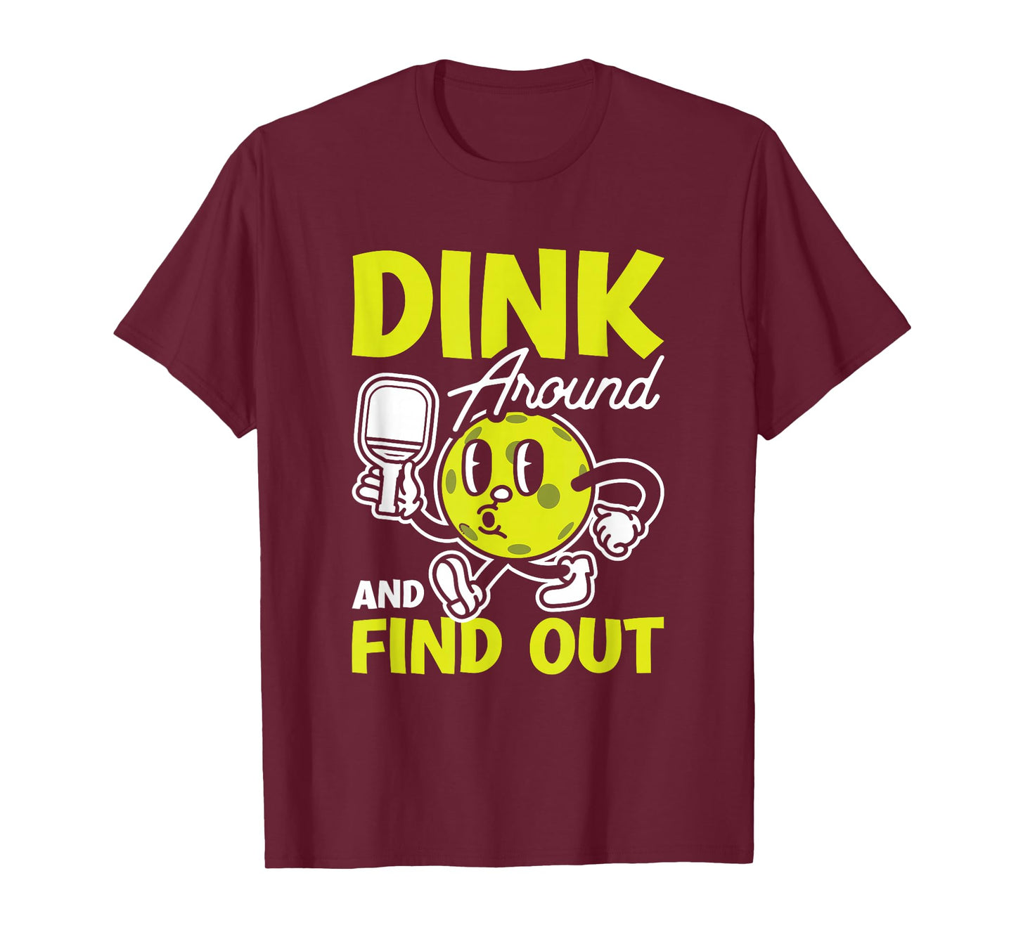 Dink Around And Find Out Pickleball Black Unisex-Adults Small Modern Cartoon T-Shirt