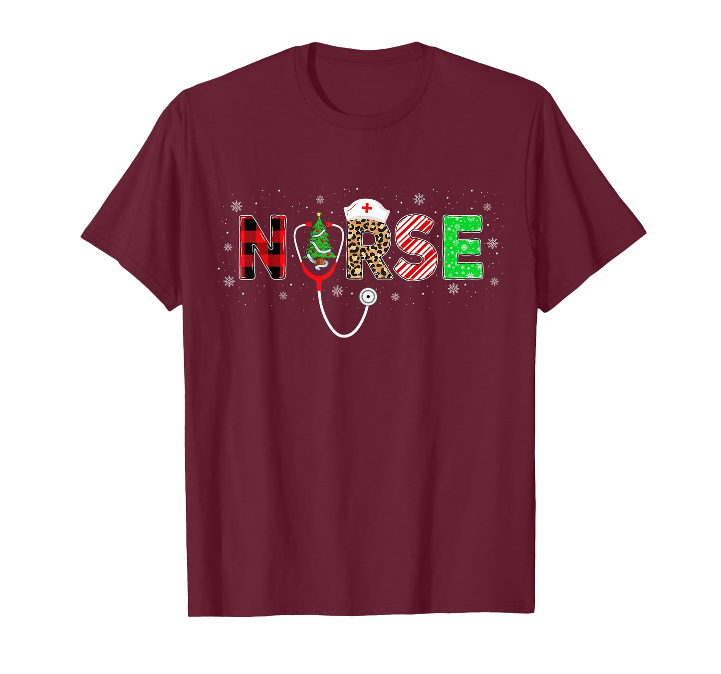 Nurse Scrub Top Santa Elf Reindeer Nurse Christmas Pajamas T-Shirt