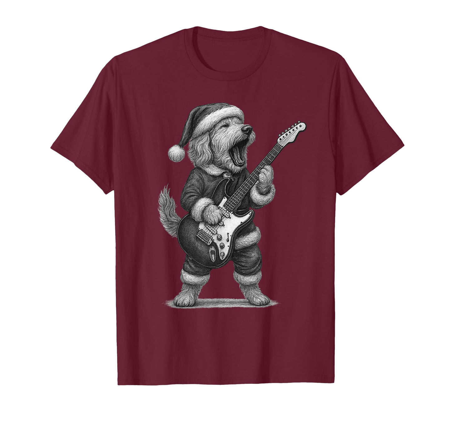 Goldendoodle Playing Guitar Christmas Dog Lover T-Shirt