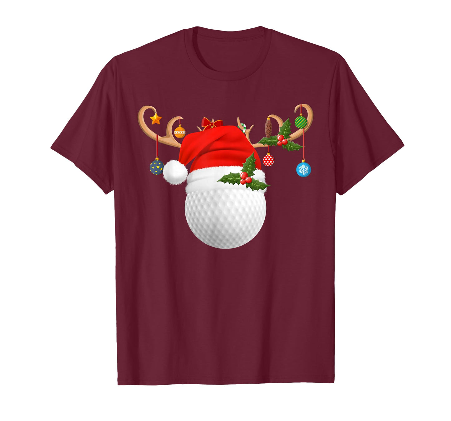 Golf Christmas Pajamas Reindeer Santa Hat Sports Player Xmas T-Shirt