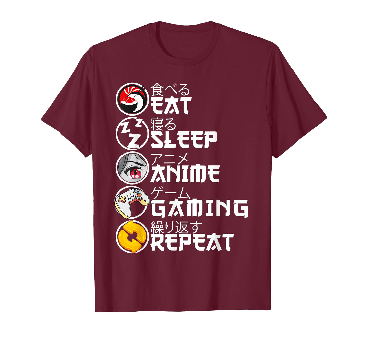 Retro Eat Sleep Anime Gaming Repeat Kawaii Anime Manga Gamer T-Shirt