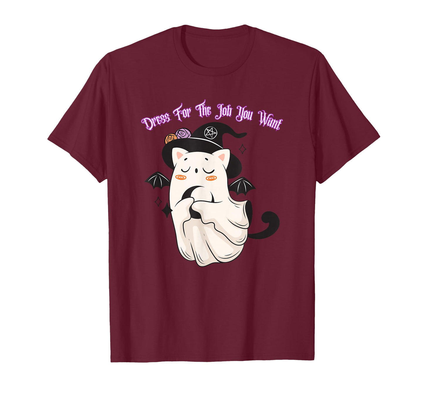 Dress for The Job You Want Ghost Witch Bat Black Cat T-Shirt