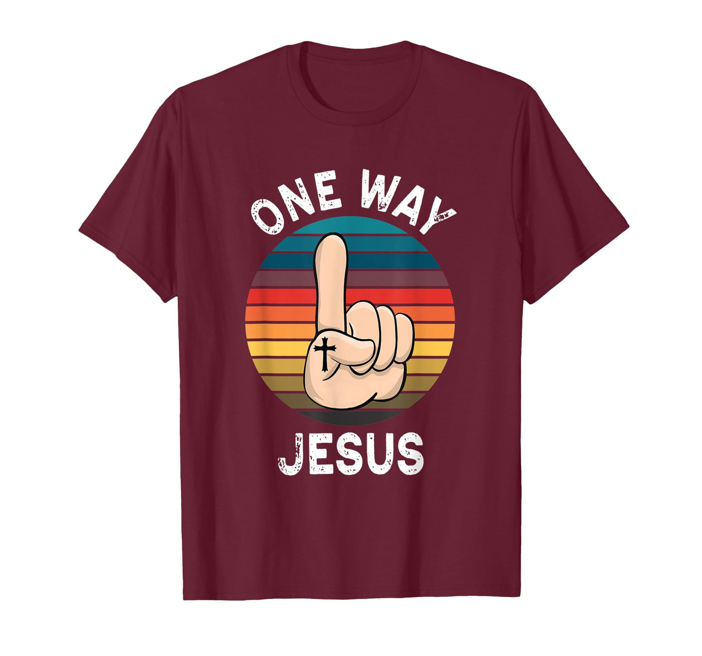 Vintage Finger Up People Christian Revolution One Way Jesus T-Shirt