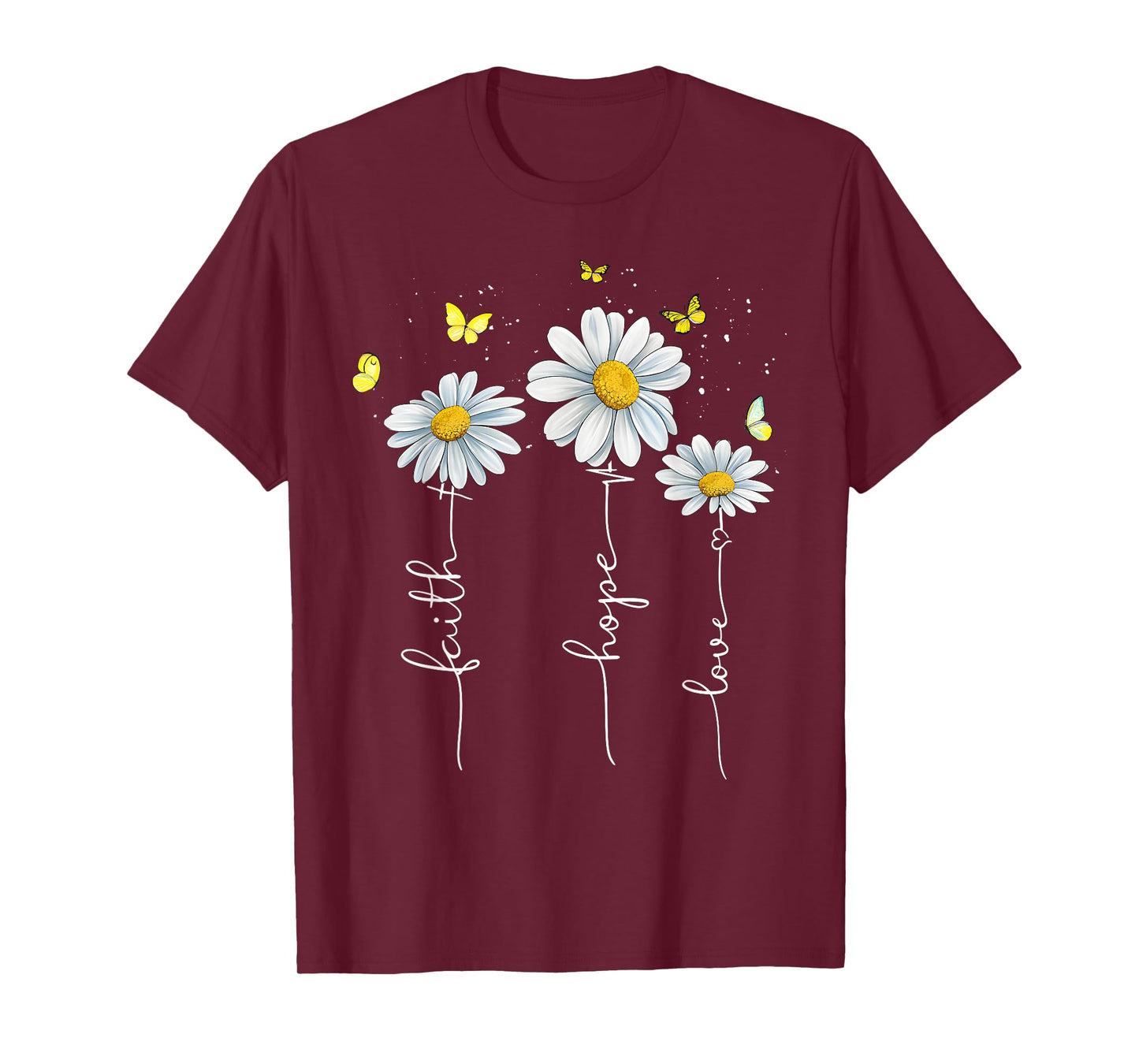 Faith Hope Love Jesus Christian Cross God Faith Flower Bible T-Shirt