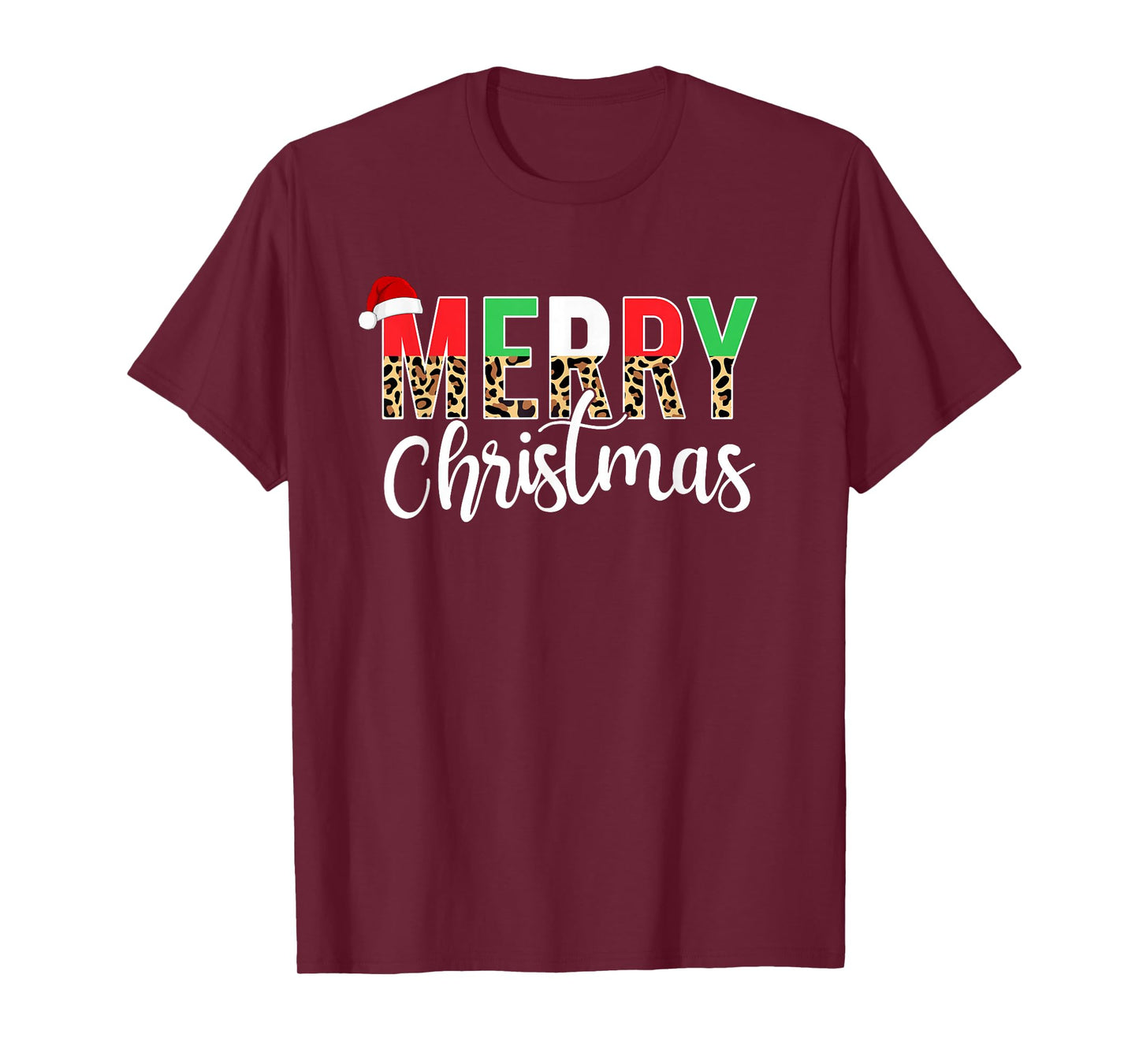 Merry Christmas Leopard Print Xmas Family Matching Men Women T-Shirt