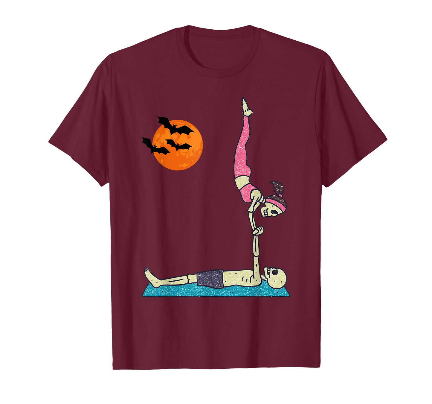 Vintage Halloween Skeleton Yoga Funny Spooky Costume T-Shirt
