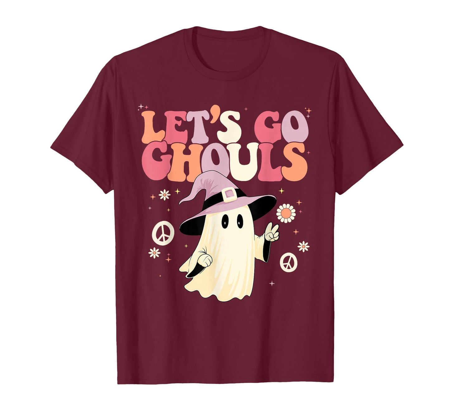 Let's Go Ghouls Halloween Ghost Outfit Costume Retro Groovy T-Shirt