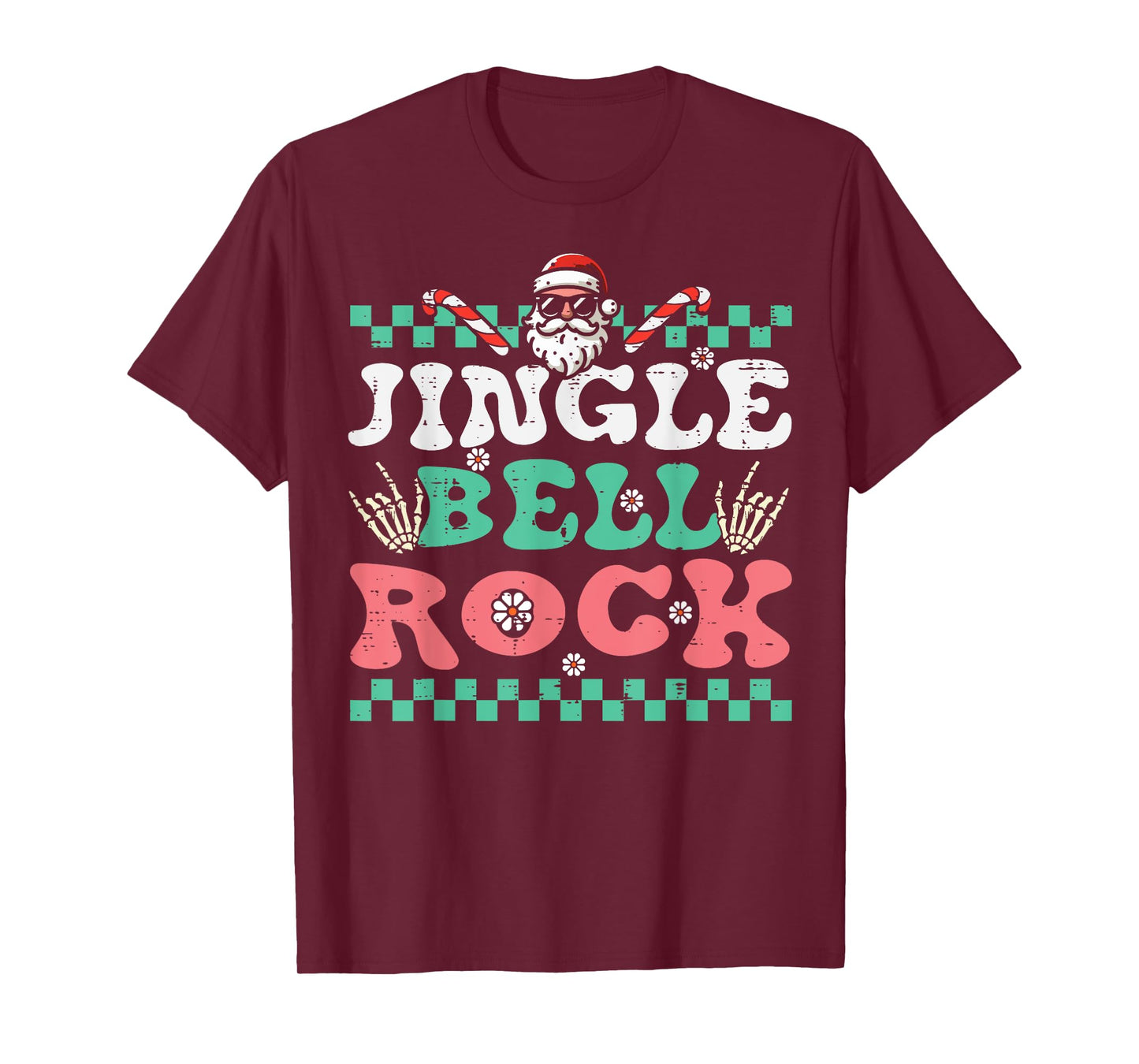 Christmas Jingle Bell Rock Retro Xmas Groovy Men Women Kids T-Shirt