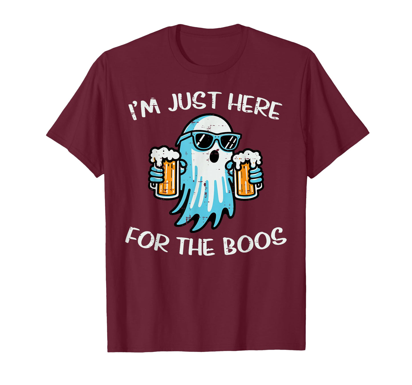 Halloween Here for Boos Ghost Funny Costume Dad Men Women T-Shirt
