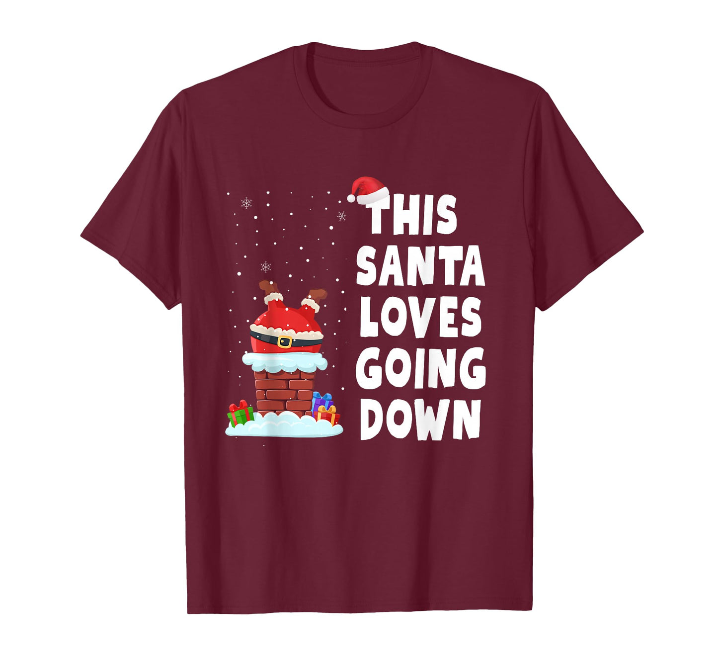 This Santa Loves Going Down Naughty Christmas Adult Humor T-Shirt