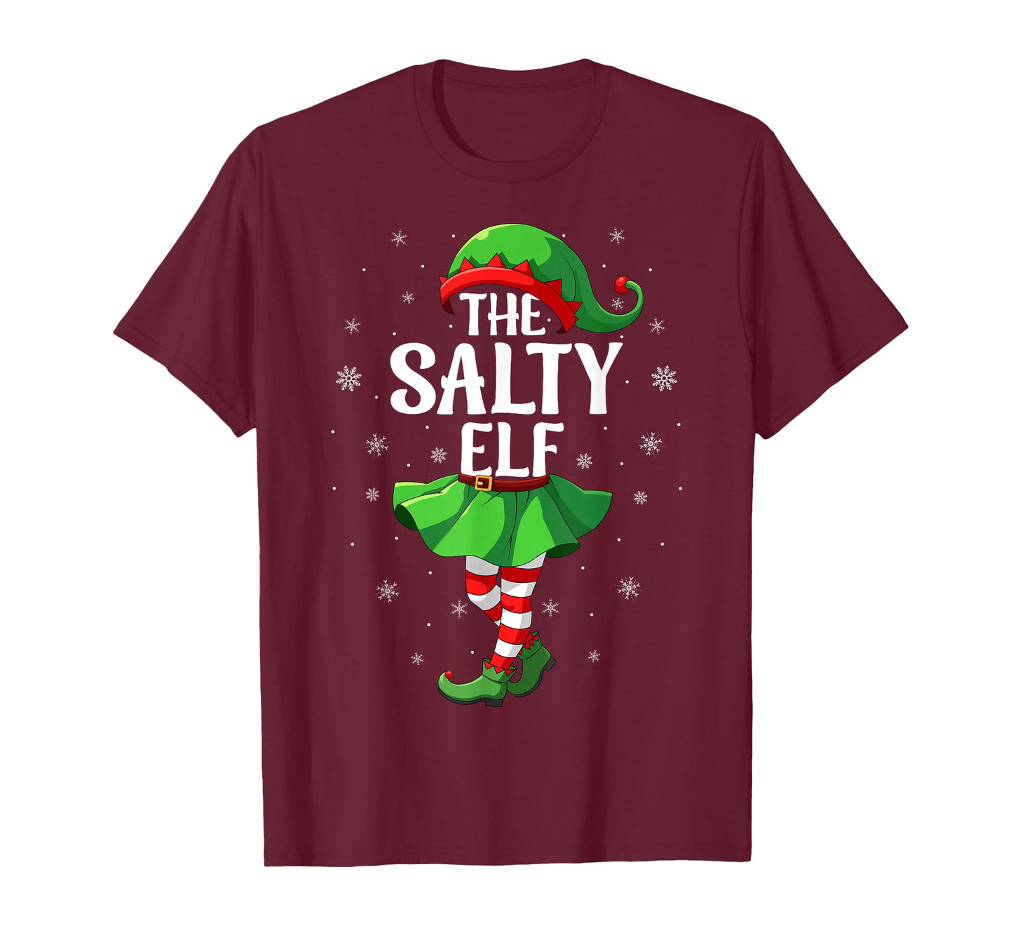 Salty Elf Christmas Girls Women Elf Squad Xmas Family T-Shirt