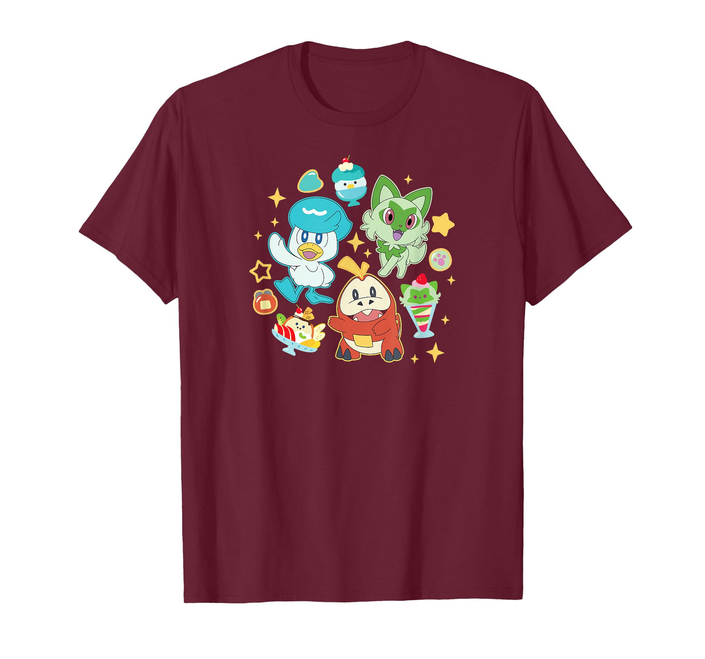 Pokémon - Quaxly Sprigatito Fuecoco Starters Cafe Desserts T-Shirt