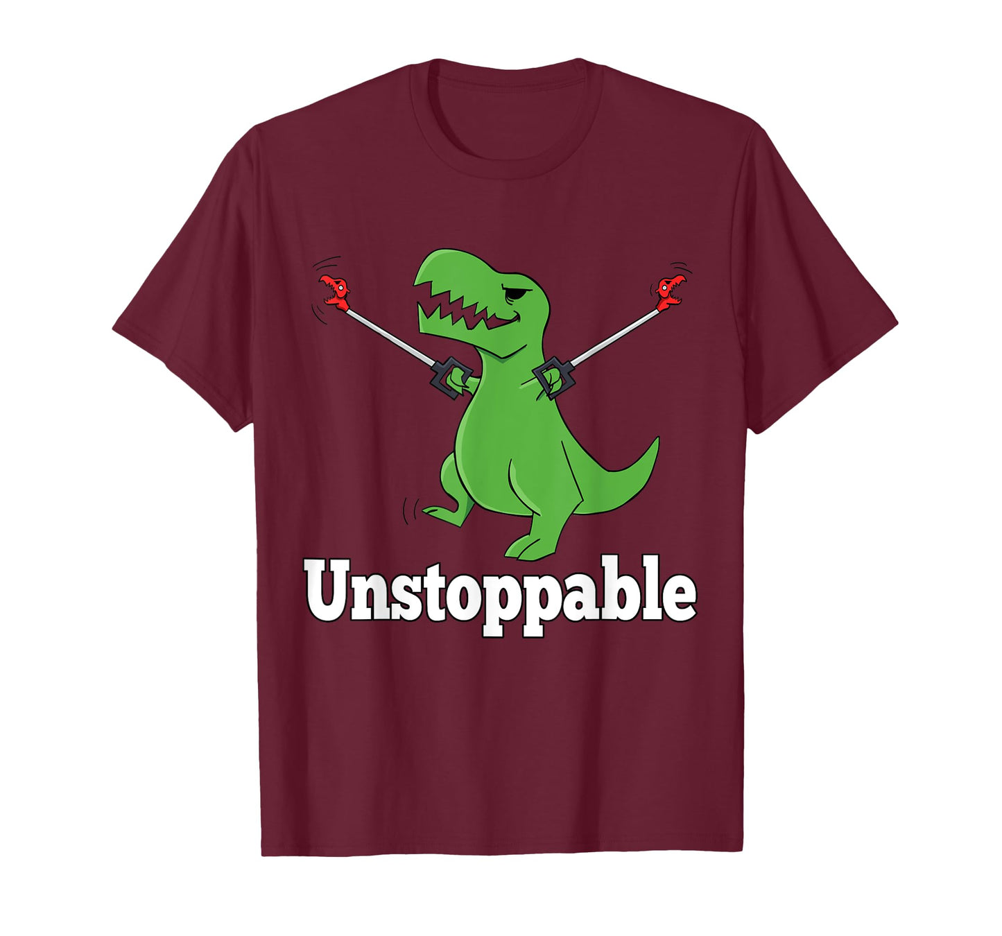 Miftees T-Rex Tees Unstoppable T-Rex T-Shirt - Black, Unisex-Adult, Unisex-Kids, Short Sleeve, T-Shirt, S, US, Cotton, Polyester