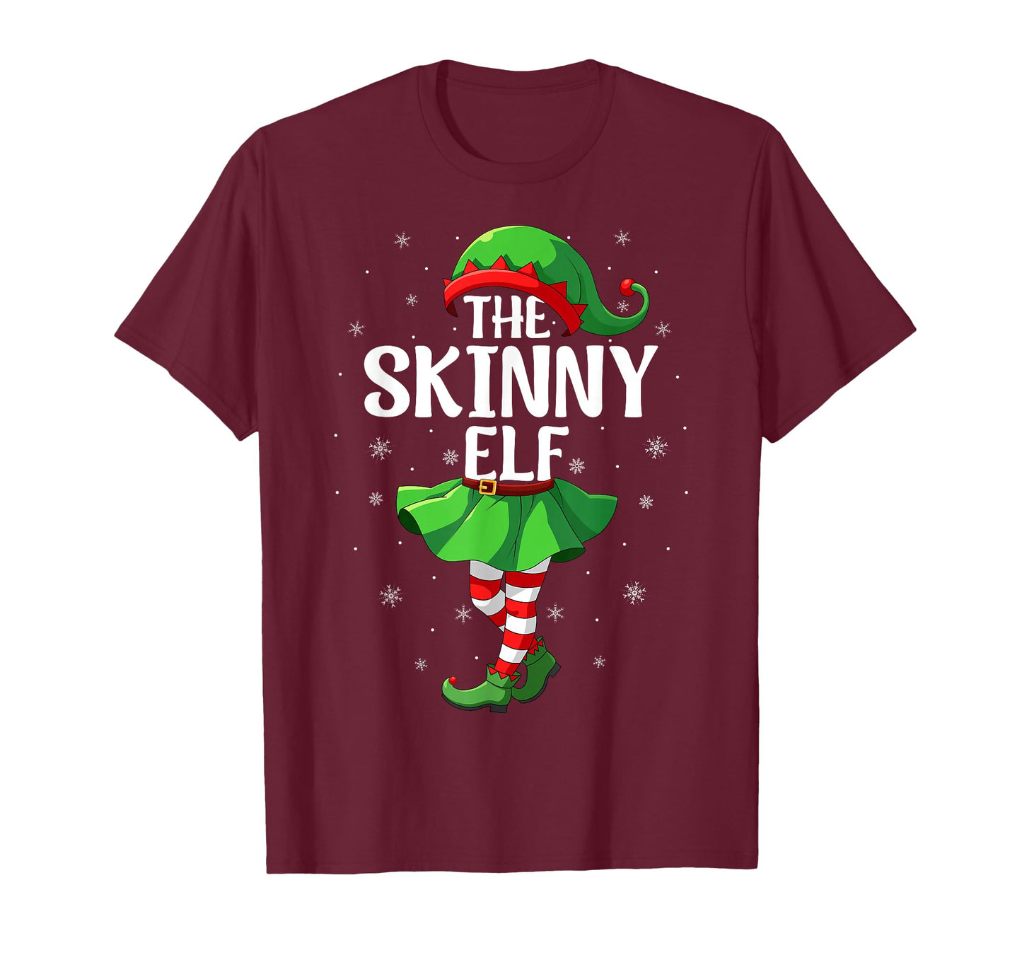 Skinny Elf Christmas Girls Women Elf Squad Xmas Family T-Shirt