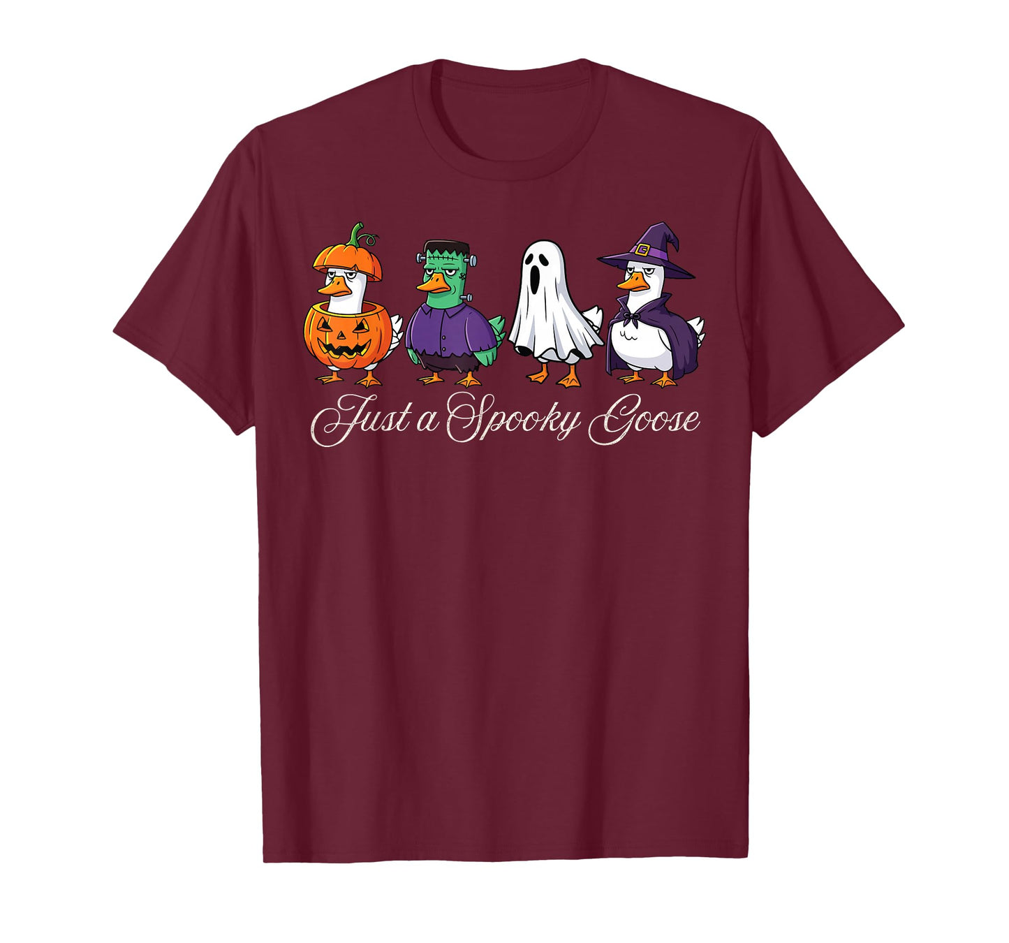 Just A Spooky Goose Witch Pumpkin Halloween Costume 2025 T-Shirt