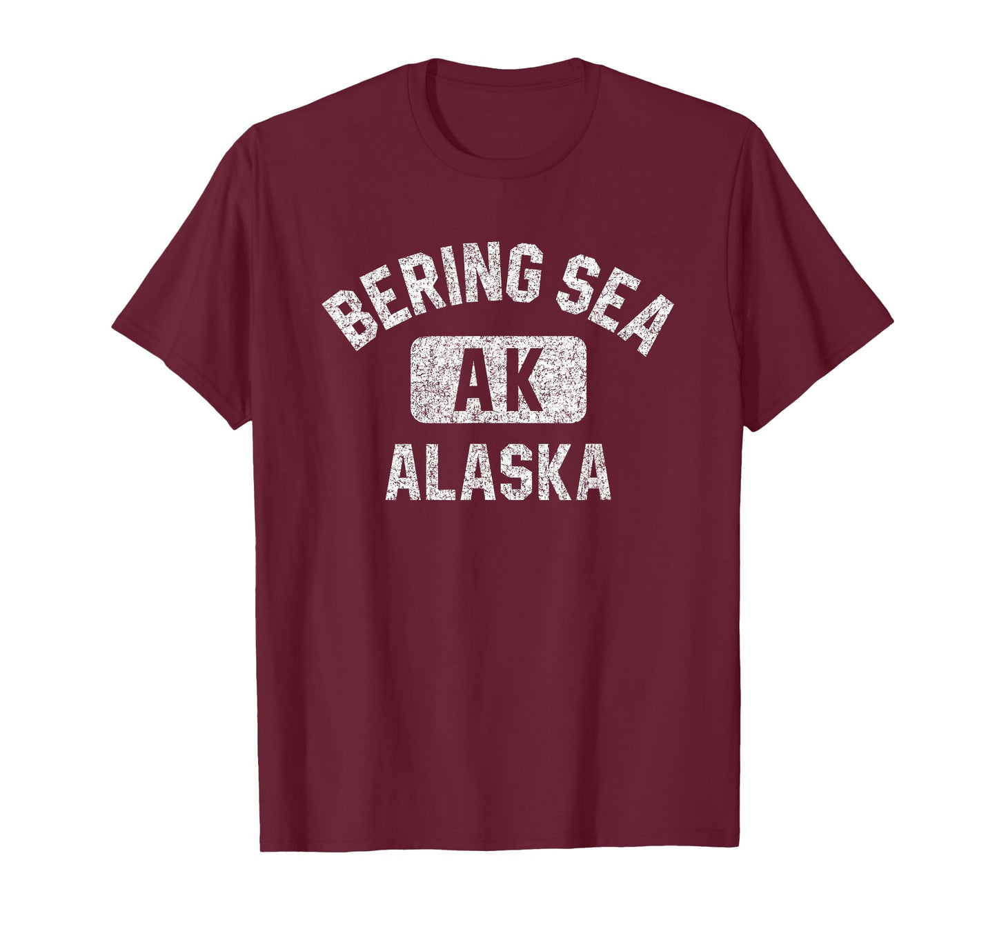 Bering Sea Alaska Gym Style Distressed White Print T-Shirt